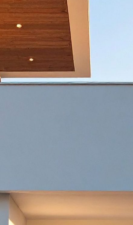 Timber soffit detail on a contemporary community building